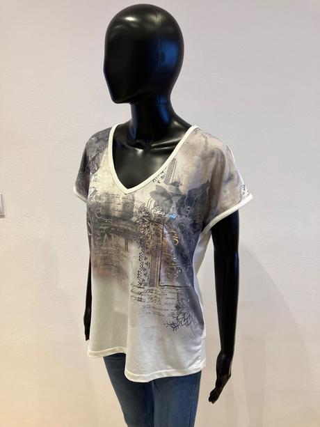 Dámske biele tričko s potlačou laura scott (36), s