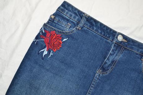 Riflová sukňa s ružou orsay top stav, orsay,s