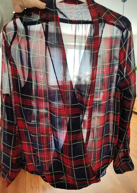 Priehľadná karovaná blúzka, l