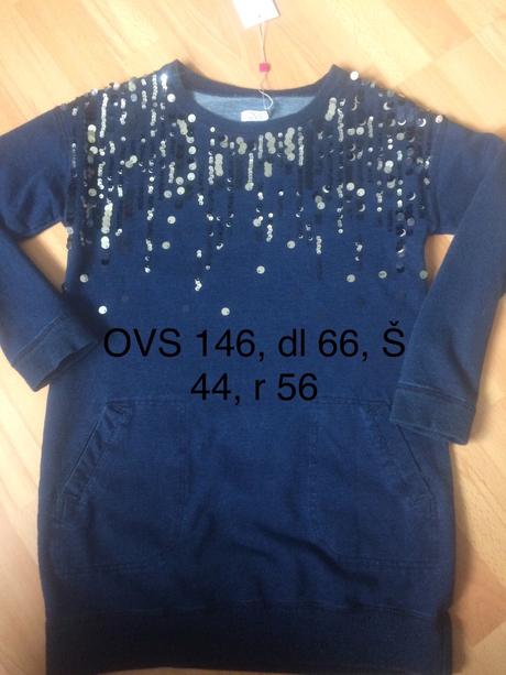 Mikina predĺžená s flitrami, ovs,146