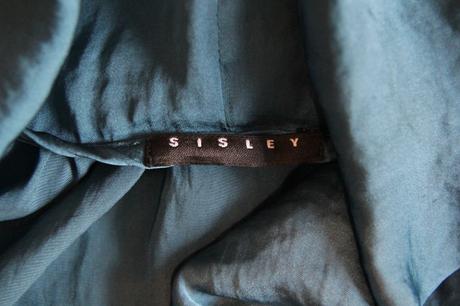 Modrá saténová blúzka sisley, l, sisley,l