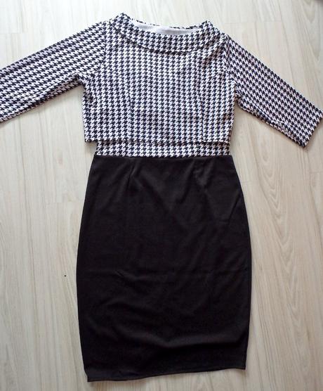 Peekaboo čierno-biele vzorované šaty + crop top, 38 - xl