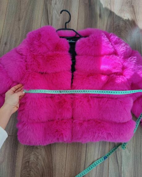 Ružový umelý kožuch, s