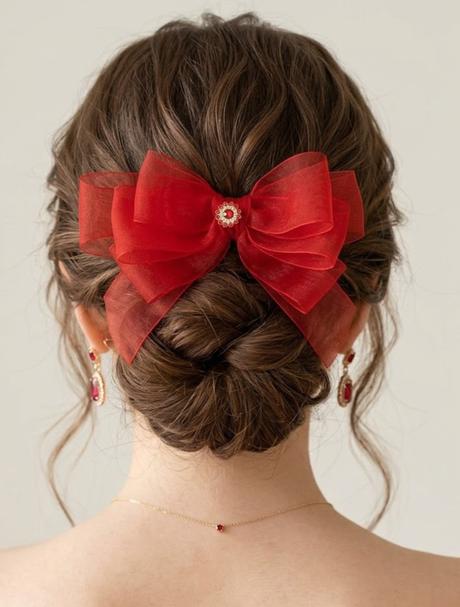 Organzová mašľa s trblietavými kamienkami, 