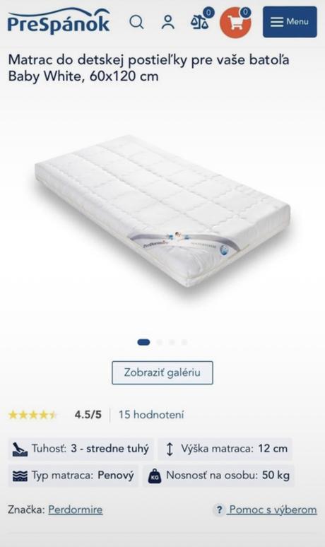 Predám detský matrac ako nový, šírka (cm): 60,dĺžka (cm): 120