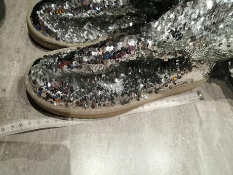 Strieborné flitrové čižmy v39 vd 25cm, 39