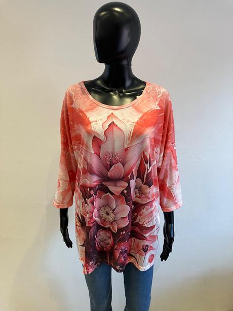 Dámske svetrové tričko kvetované oversize (uni), l / m / s / xl