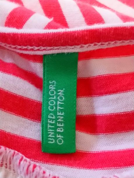 Dievčenské pásikavé ružovo biele tričko, benetton, benetton,146