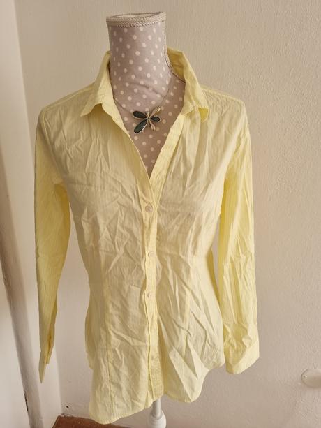 Žltá blúzka s bielymi pásmi h&m veľ. 42, h&m,42