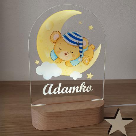 Detská nočná lampa s vlastným menom macko,