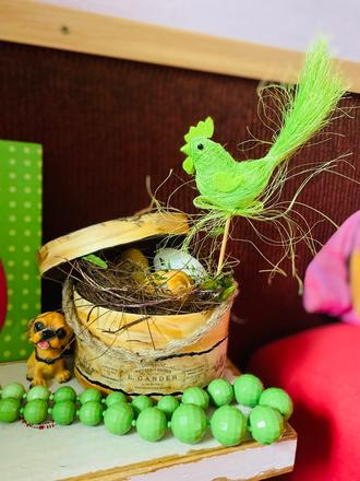 Veľkonočná dekorácia malý zápich -zelený kohút,