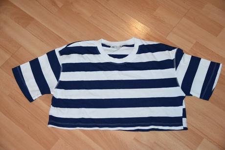 Krátke pásikavé tričko, zara,s