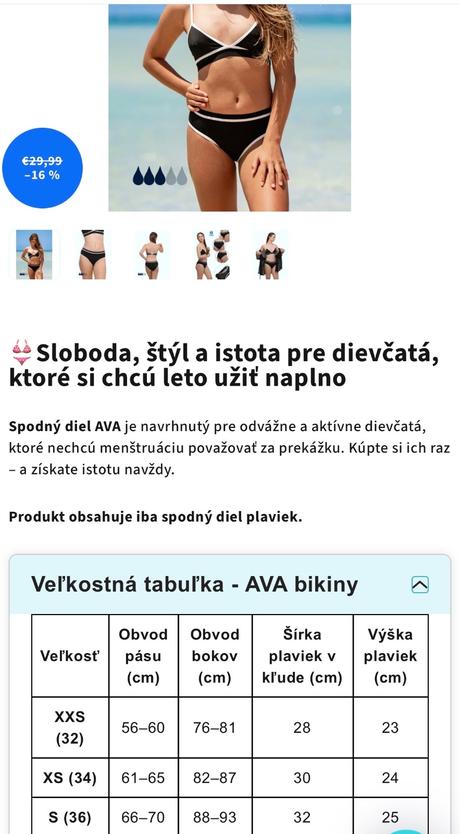 Menštruačné plavky ava pc 24,99, 34 - xs