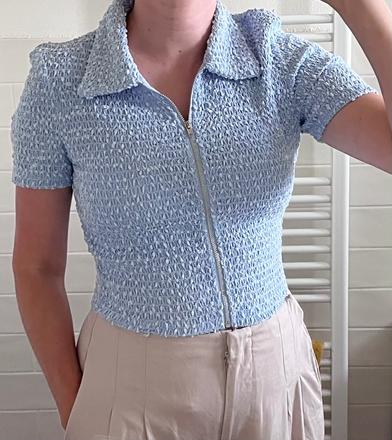 Bledomodré tričko na zips, fb sister, s/36, amisu,s