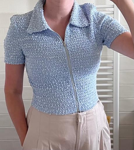 Bledomodré tričko na zips, fb sister, s/36, amisu,s