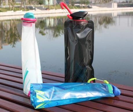 Skladacia cestovná fľaša na vodu, 3ks, (700 ml),