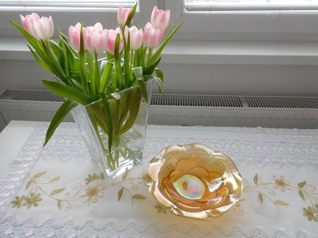 Misa z farebného skla v tvare kvietku-retro,, 