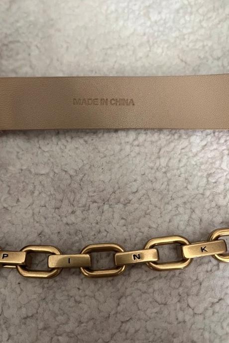 Pinko luxusný kožený opasok m-l, pinko