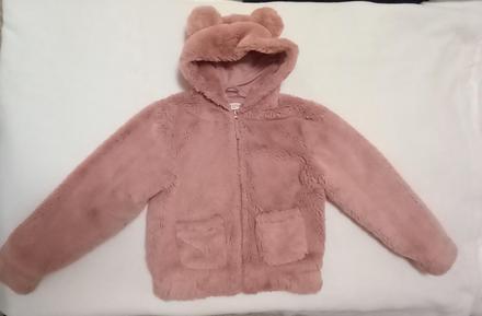 Ružová huňatá bundička 134, h&m,134