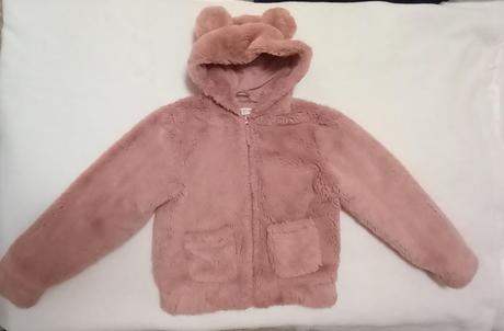 Ružová huňatá bundička 134, h&m,134