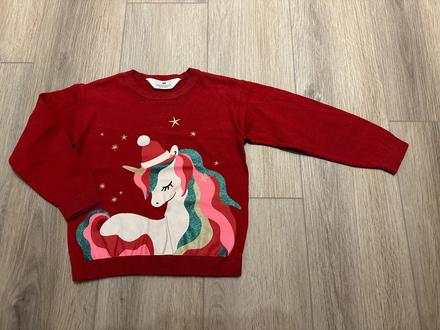 Sveter h&m 110/116 s vianočným motívom, 116
