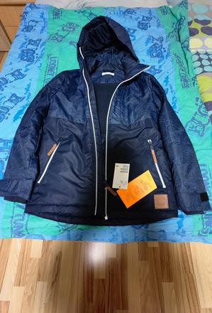 Tmavomodrá lyžiarska bunda h&m 140, h&m,140