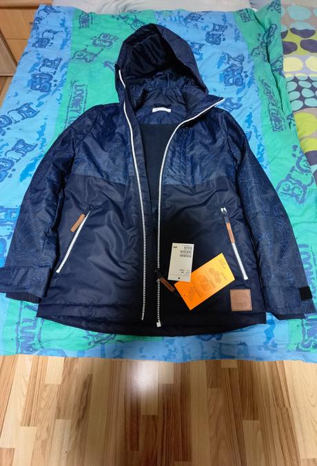 Tmavomodrá lyžiarska bunda h&m 140, h&m,140