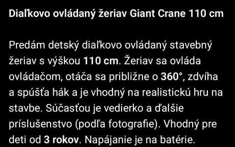 Žeriav na ovládanie giant crane,