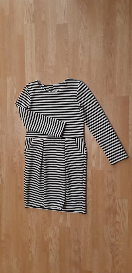 Čierno-biele pásikavé šaty, h&m,134