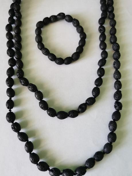 Náhrdelník s náramkom - lávový kameň, 