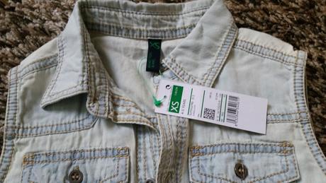 Riflová frajerská vesta s visačkou, benetton,110