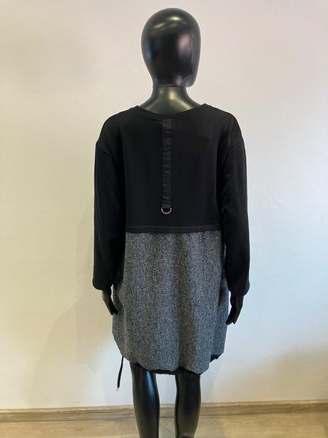 Dámske šaty oversize sivo-čierne (uni), l / m / xl