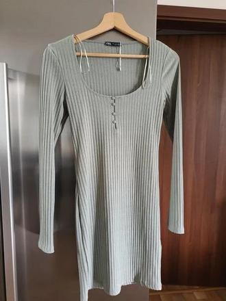 Zara zelené nádherné bodycon šaty m, zara,m