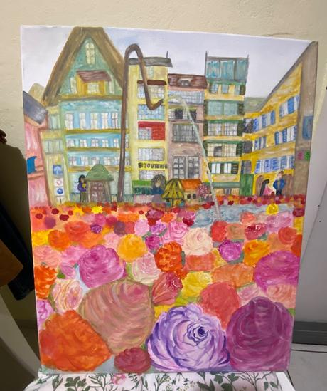 Obraz kvetinové fontány, 