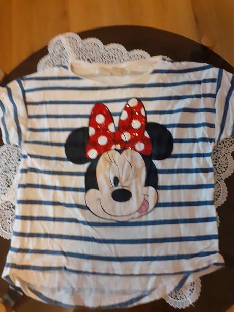 Dievcenske pruhovane tricko s obrazkom minnie, zara,116