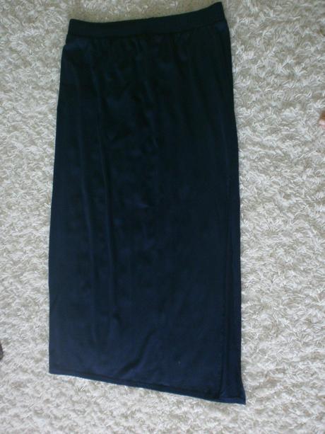 Tmavomodrá úpletová maxisukňa, m