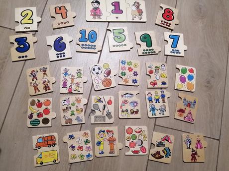 Drevené puzzle na učenie čísel,