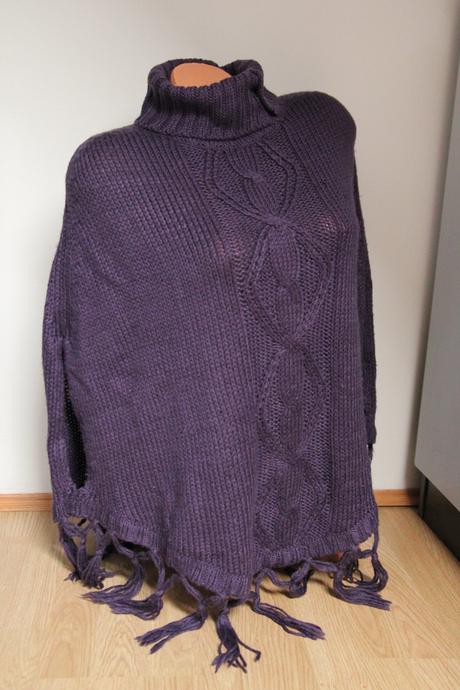 Fialové pončo so strapcami s-l, 