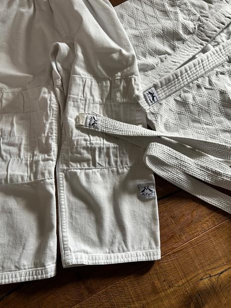 Kimono set velkost 150 mifuno biely+zlty pas, 152