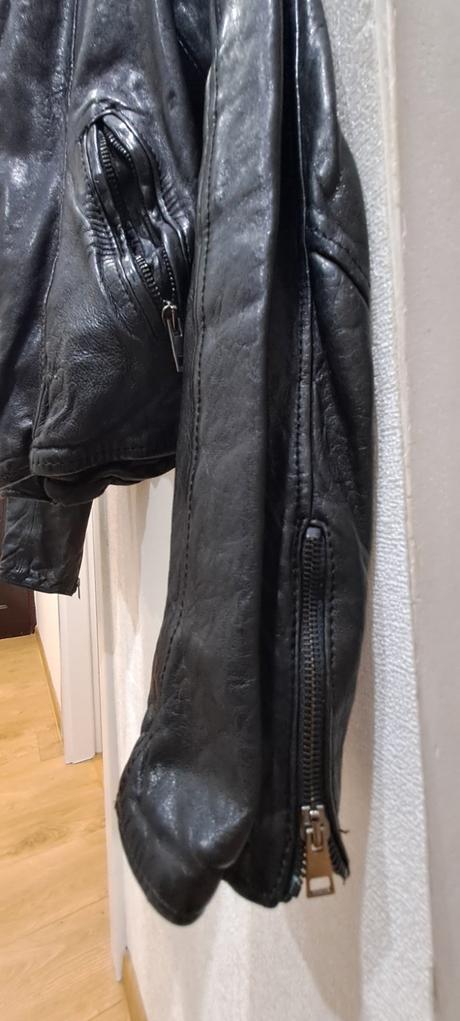 Pravá koža bunda motorkárska, s