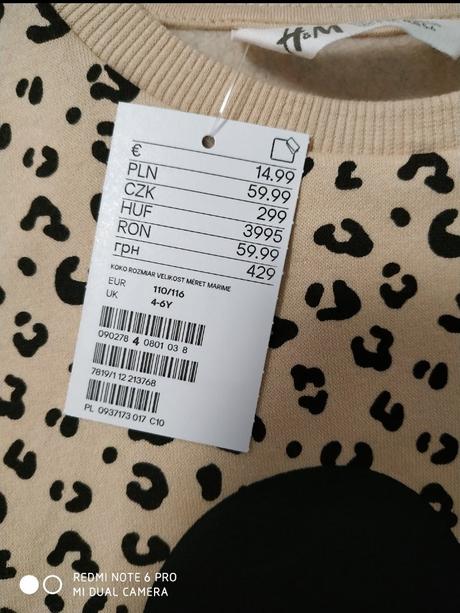 Minnie mouse mikina h&m 110/116, h&m,110