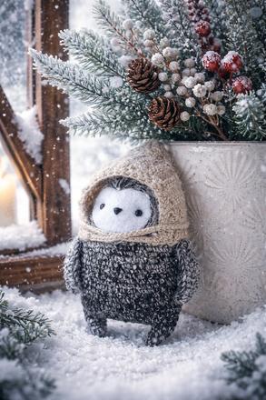 Háčkovaná sovička v čiapočke, 