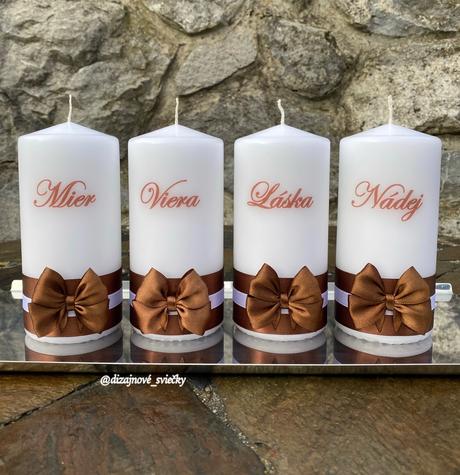 Adventné sviečky (hnedé) 4 kusy, 