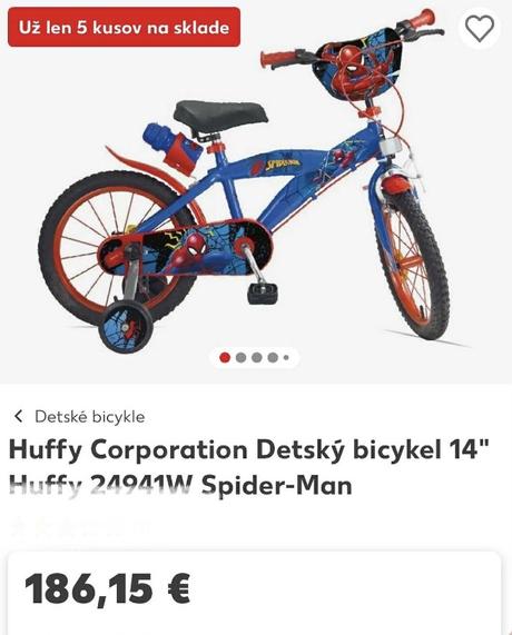 Bicykel huffy, spiderman, 14