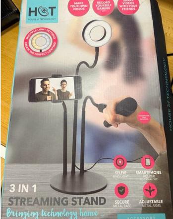 3 v 1 streaming stand (kruhové led svetlo + držiak, 