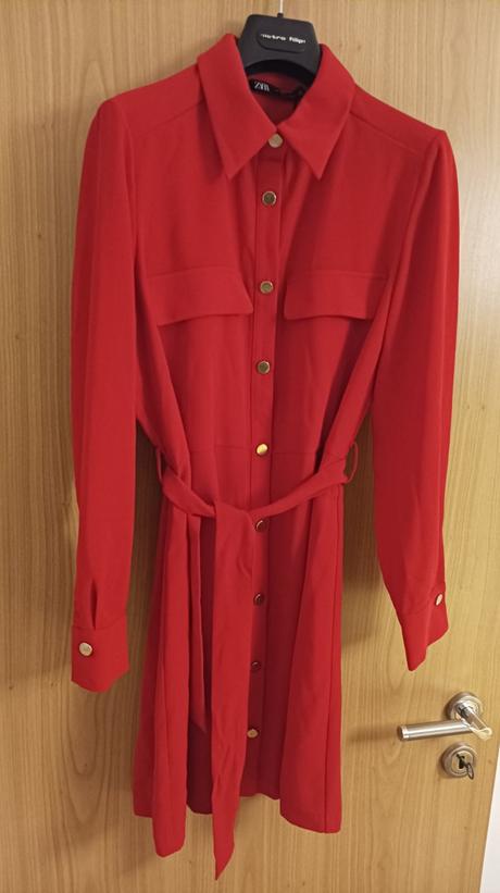 Krásne červené košeľové šaty zara m, zara,m