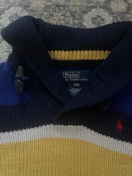 Pleteny pulóver s gombíkom rl 9-12m, ralph lauren,74