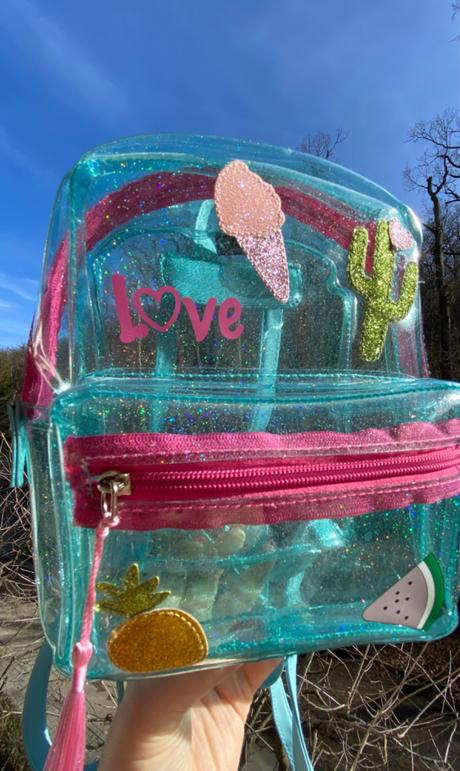 Detský priesvitný ruksak s trblietkami, 