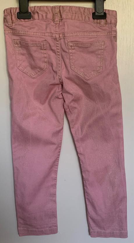 H&m svetloružové rifle so zltým efektom, h&m,116