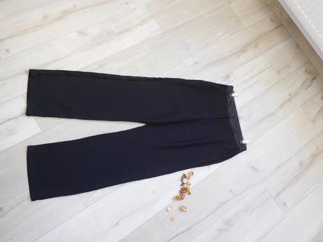 Elegantné nohavice so saténovým pásom, 36v,, 36